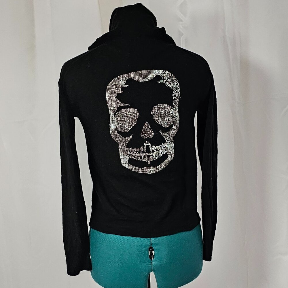 Zadig & Voltaire Sixtine M Skull Merino Wool Zip Hoodie – Black – Size M